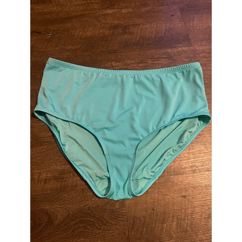 Lane Bryant Womens Swim Bottom High Rise Solid Aqua Blue Size 20